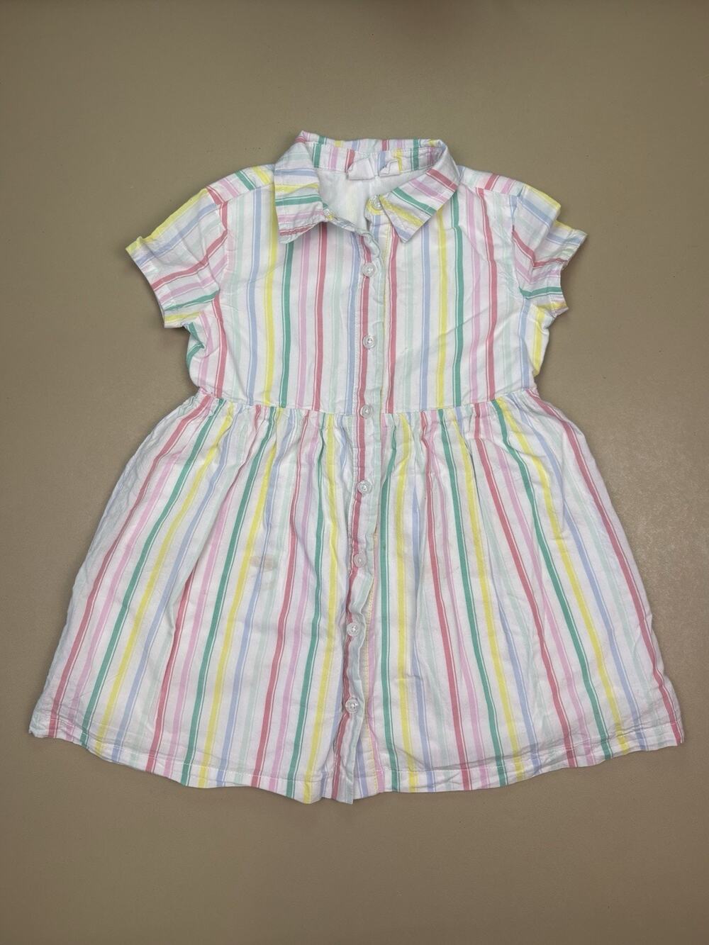 Gap Kids Striped Dress XS 4 5 Pastel Button Front Shirt Dress Girls